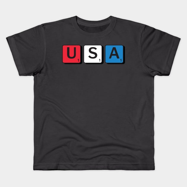 USA #1 Tiles Kids T-Shirt by Brightfeather